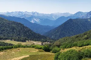 Breathtaking view of lush forests and distant mountains in Gagra. jigsaw puzzle