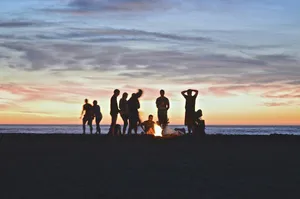 group of people setting up campfire jigsaw puzzle