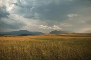 landscape photography of grass plains under cloudy sky during daytime jigsaw puzzle