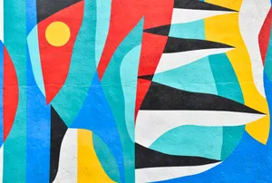 red blue and white abstract painting jigsaw puzzle