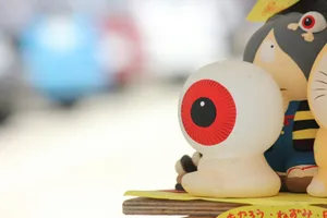 A white figurine with a large red eye. jigsaw puzzle