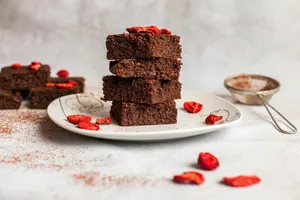 brown and white cake on white ceramic plate jigsaw puzzle