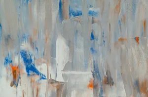 white, gray, blue, and orange abstract painting jigsaw puzzle