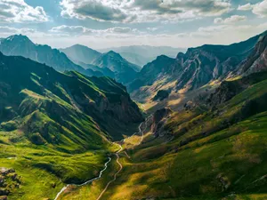 Breathtaking aerial view of lush green mountains and valleys in Hakkari, Türkiye. jigsaw puzzle