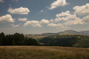 Scenic landscape of rolling hills and clouds at Zlatibor, Serbia. jigsaw puzzle