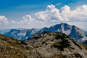 Breathtaking view of the rugged mountain peaks of Prenj, Bosnia and Herzegovina under white clouds. jigsaw puzzle