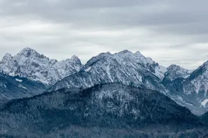 Scenic view of the snowcapped Bavarian Alps during winter, near Munich, Germany. jigsaw puzzle