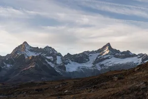 Stunning view of Zermatt mountains in Switzerland at sunrise with snow-capped peaks. jigsaw puzzle
