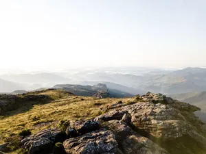 A breathtaking aerial view of the rolling mountains in Ouro Preto, Brazil at daylight. jigsaw puzzle