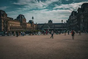 Tourists exploring the Louvre Museum in Paris, capturing the essence of travel and history. jigsaw puzzle