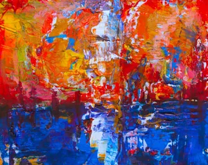 Colorful abstract painting with vivid acrylic strokes on canvas. jigsaw puzzle