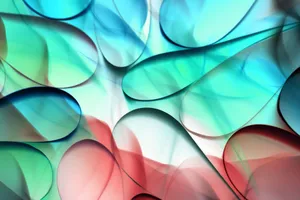 Vibrant abstract art with flowing shapes in red, green, and blue tones. jigsaw puzzle