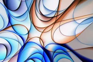 Colorful abstract design with flowing lines in blue and brown tones creating a dynamic visual pattern. jigsaw puzzle
