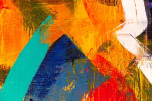 Dynamic abstract art piece featuring bold colors and textures. jigsaw puzzle