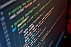 Vivid close-up of code on a computer screen showcasing programming details. jigsaw puzzle