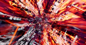 Abstract 3D digital light burst with vivid warm tones, suggesting high-speed data flow. jigsaw puzzle
