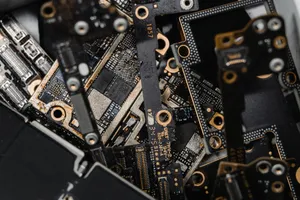 A detailed close-up of assorted electronic circuit board components. jigsaw puzzle