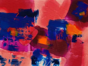 Explore bold color blocks in this dynamic abstract expressionist digital painting. jigsaw puzzle