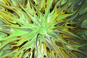 Vibrant abstract swirl design with green and yellow hues, creating a mesmerising visual effect. jigsaw puzzle