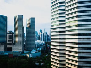 A striking image capturing the modern skyline of Singapore with high-rise buildings and urban landscapes. jigsaw puzzle