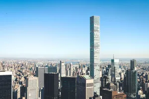 Stunning aerial view of New York City skyline featuring iconic skyscrapers under a clear sky. jigsaw puzzle