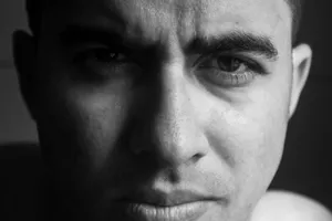 Close-up monochromatic portrait highlighting intense expression. jigsaw puzzle