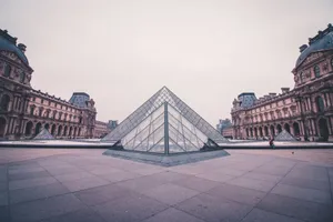 View of the iconic Louvre Pyramid with the Louvre Palace in the background, Paris, France. jigsaw puzzle