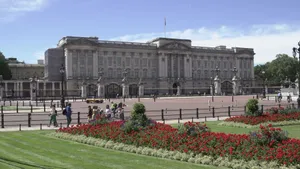 View of Buckingham Palace with lush gardens on a sunny day in London. jigsaw puzzle