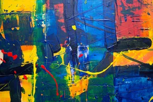 Dynamic abstract painting showcasing vibrant colors and textured brushwork for artistic expression. jigsaw puzzle