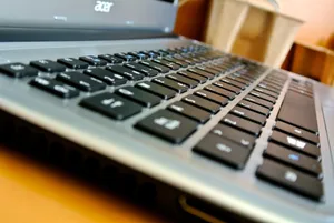 Detailed close-up of a laptop keyboard highlighting key layout and design. jigsaw puzzle