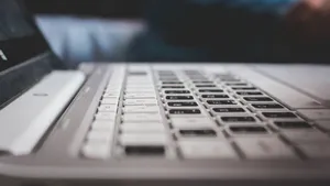 Contemporary powerful netbook keyboard with black and white keys and touchpad placed  on desk jigsaw puzzle