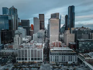 Aerial view of Seattle's downtown skyline with modern skyscrapers. jigsaw puzzle