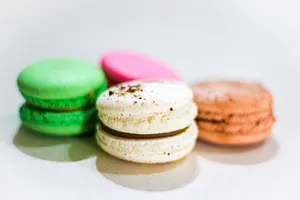 Vibrant assortment of macarons showcasing texture and color for culinary delight. jigsaw puzzle