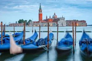 Charming view of San Giorgio Maggiore and gondolas in Venice, Italy, with a beautiful water canal scene. jigsaw puzzle