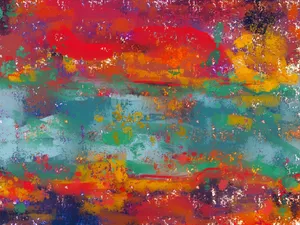 Dynamic abstract artwork with vibrant colors and textured layers. jigsaw puzzle