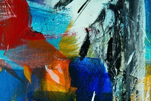 Colorful abstract painting featuring bold brush strokes in a modern artistic style. jigsaw puzzle
