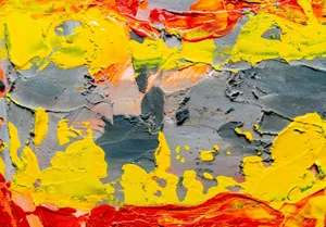 Dynamic abstract painting with vivid yellow, red, and gray textures. jigsaw puzzle