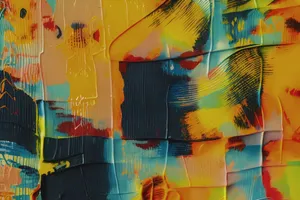 Colorful abstract acrylic painting with layered textures and vivid hues. jigsaw puzzle