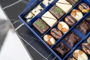 Elegant assortment of almond chocolates beautifully arranged in a box from Kahramanmaraş. jigsaw puzzle