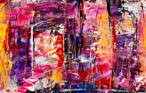 Colorful abstract painting with dynamic strokes on canvas, highlighting modern art expressionism. jigsaw puzzle