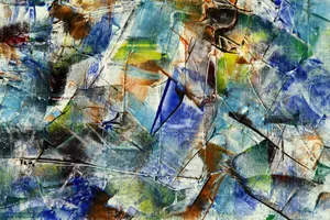 Dynamic abstract expressionist painting with vibrant colors and textured patterns. jigsaw puzzle