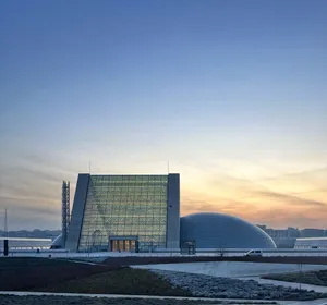 A stunning view of the modern concert hall in Ankara, Turkey during sunset, showcasing its unique architecture. jigsaw puzzle