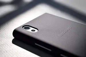 Detailed close-up view of a smartphone with a textured back cover emphasizing modern design and technology. jigsaw puzzle