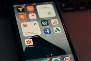 Close-up view of smartphone screen featuring various app icons and notifications. jigsaw puzzle
