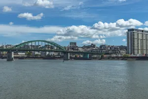 A breathtaking view of the Old Sava Bridge spanning over the river in vibrant Belgrade, Serbia. jigsaw puzzle