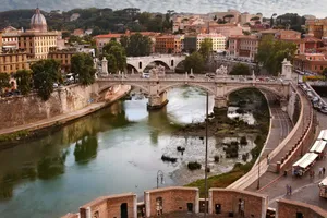 Aerial view of Ponte Vittorio Emanuele II over the Tiber River in Rome, Italy. jigsaw puzzle