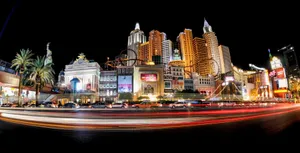 Illuminated cityscape of the Las Vegas Strip featuring iconic architecture and dazzling lights at night. jigsaw puzzle