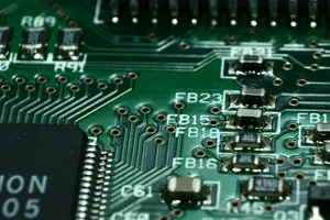 Detailed macro view of a circuit board showcasing microchips and electronic components. jigsaw puzzle