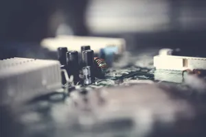 Detailed view of electronic circuit components with a soft focus effect. jigsaw puzzle