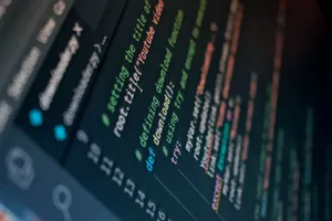 Detailed view of computer code highlighting syntax in colors on a screen. jigsaw puzzle